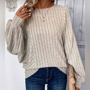SHEIN Cozy Beige Knit Sweater